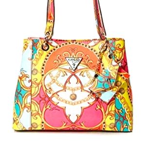 Guess coral multicolor tote bag